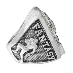 2019 Fantasy Football Championship Ring – Blue Rhinestone Champion Ring Gift for Fans