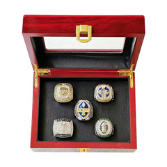 2022 Fantasy Football Champion Ring Set (5PCS) – Fan Gift Collection with Wooden Box