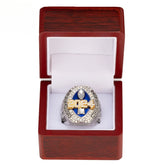 2024 FFL Fantasy Football Championship Ring – Blue & Silver Fan Replica Ring with Wooden Gift Box
