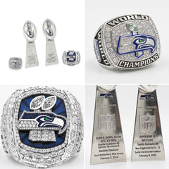Seattle Football Championship Trophy & Ring Set – 2013 & 2025 Season Replica Collection