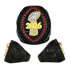2026 Fantasy Football Champion Black Ring – Fan Keepsake Gift with Wooden Box