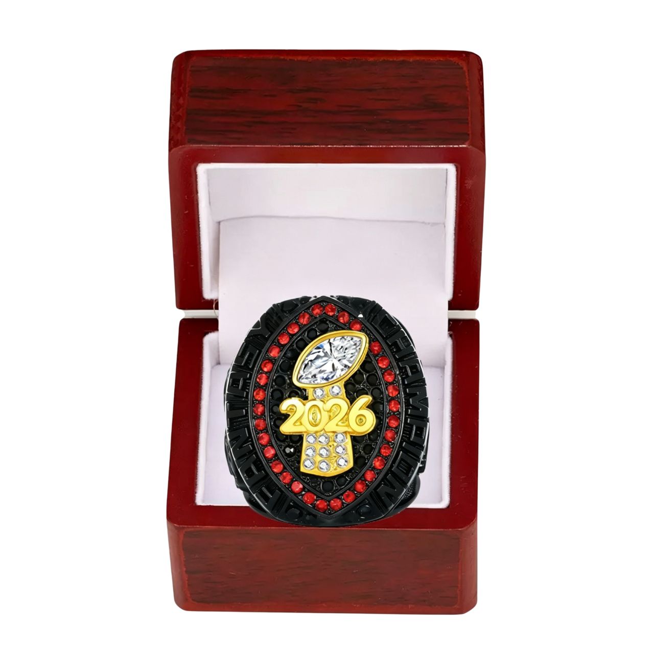 2026 Fantasy Football Champion Black Ring – Fan Keepsake Gift with Wooden Box