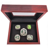5-Piece Philadelphia Replica Championship Rings Set - Football Championship LII & NFC Champions Collectible with Wooden Gift