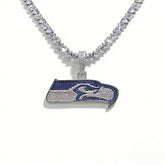 Seattle Emblem Necklace with Heart Tennis Chain – Iced Out Fan Jewelry Gift