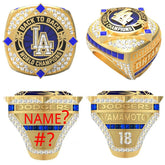 Custom Los Angeles Back-to-Back Baseball Championship Ring – Personalized Championship Ring with Name & Number