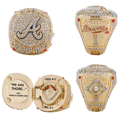 2021 Atlanta Baseball Championship Ring Replica – Fan Collectible Gift with Wooden Box