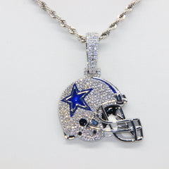 Dallas Helmet Pendant Necklace – Iced Zircon Jewelry Gift for True Fans