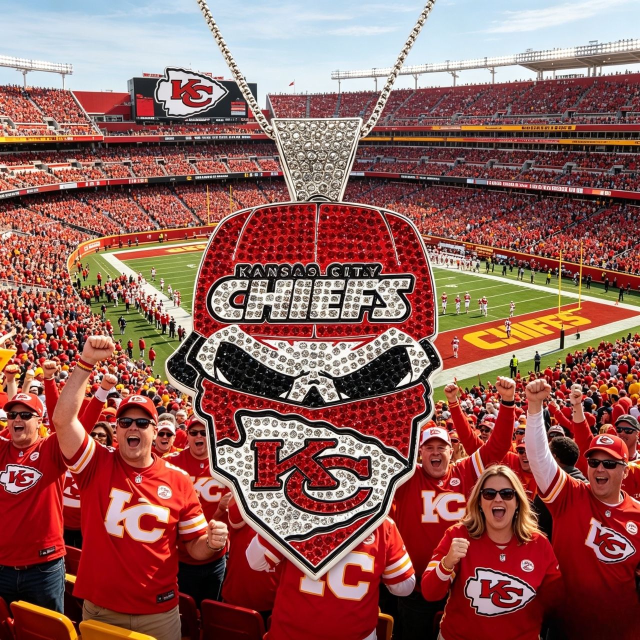 Kansas City  Football Mask Pendant Necklace