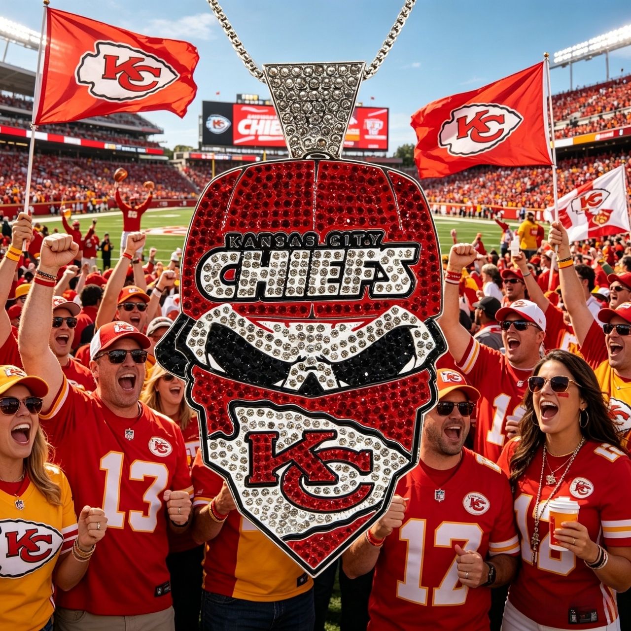 Kansas City  Football Mask Pendant Necklace