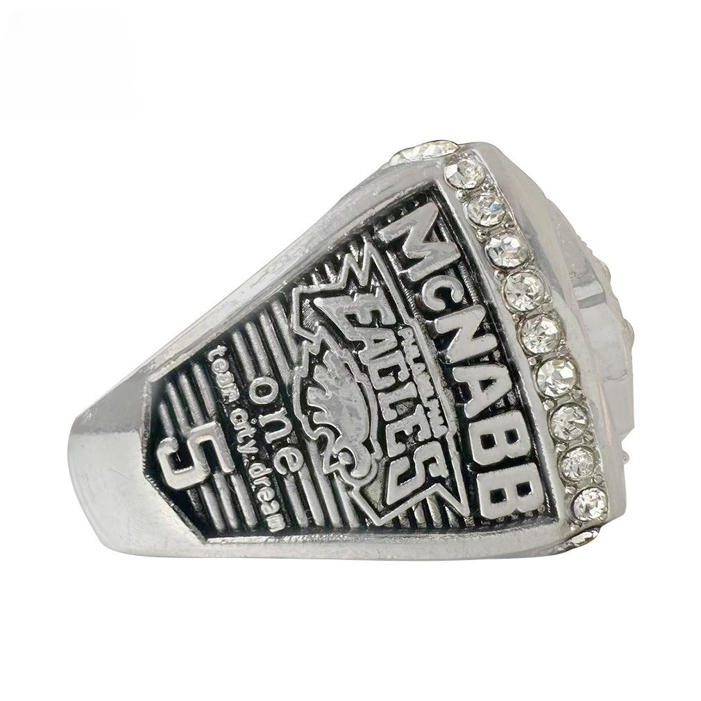 5-Piece Philadelphia Replica Championship Rings Set - Football Championship LII & NFC Champions Collectible with Wooden Gift 