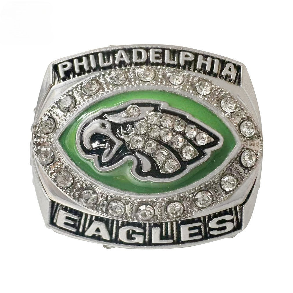 5-Piece Philadelphia Replica Championship Rings Set - Football Championship LII & NFC Champions Collectible with Wooden Gift 