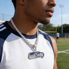 Seattle Emblem Necklace with Heart Tennis Chain – Iced Out Fan Jewelry Gift