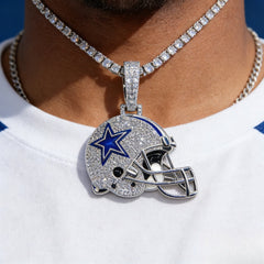 Dallas Helmet Pendant Necklace – Iced Zircon Jewelry Gift for True Fans