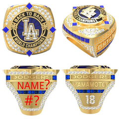 Custom Los Angeles Back-to-Back Baseball Championship Ring – Personalized Championship Ring with Name & Number